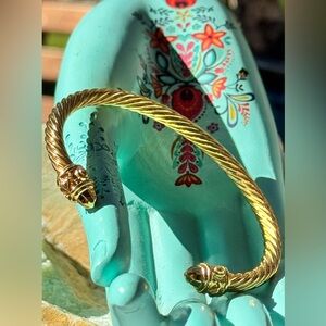 Authentic David Yurman Gold-Tone Cable Bracelet/Open Cuff